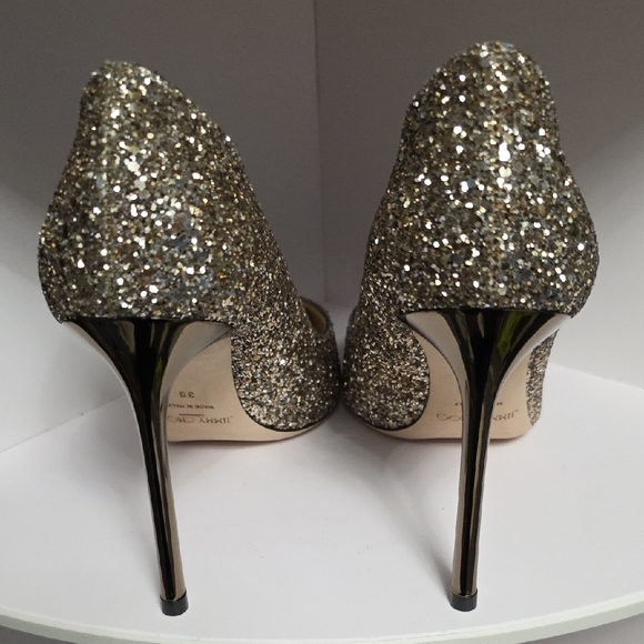 Jimmy Choo Sparkling Gold Heels - Picture 3 of 3